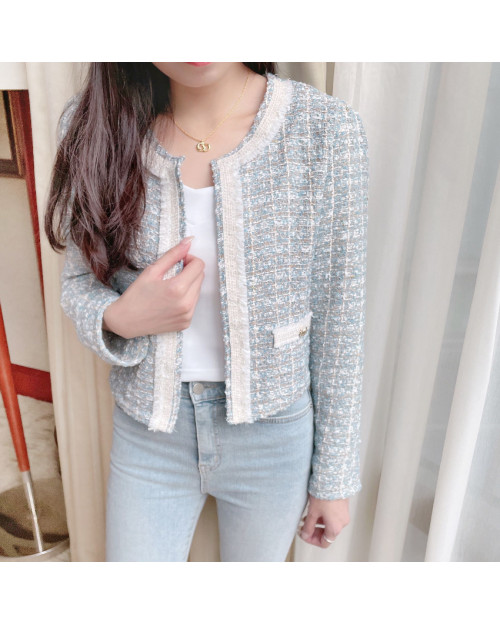 Baby blue tweed discount jacket