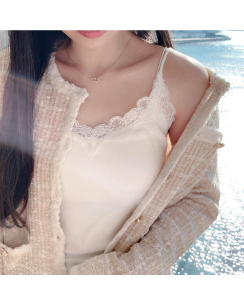 [加購價] Basic Cotton Vest With Lace