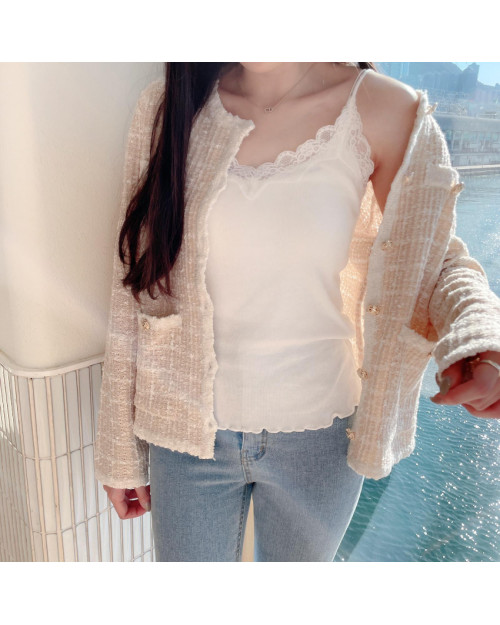 [加購價] Basic Cotton Vest With Lace