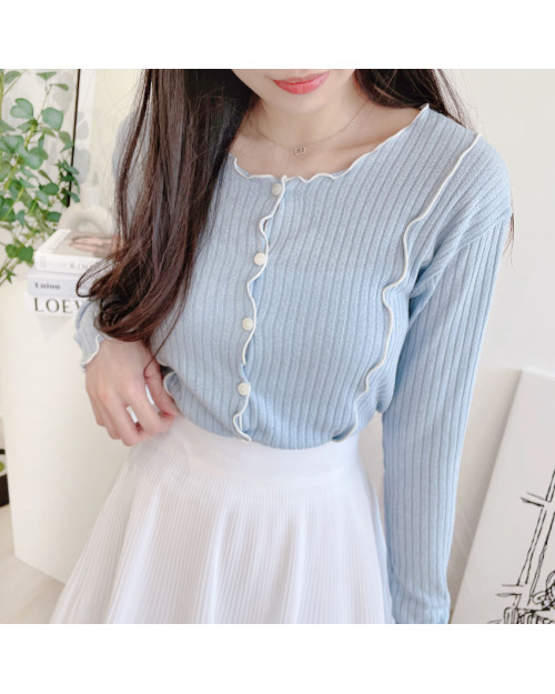 Blue Wave Button Top