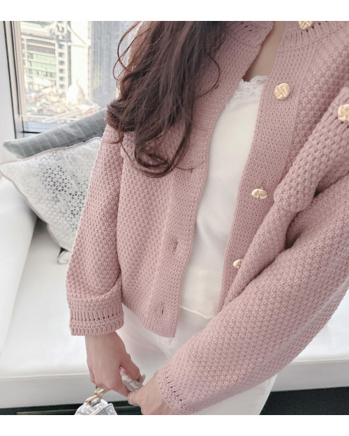 Gold Button Pocket Cardigan