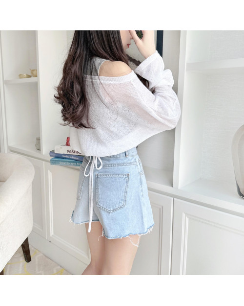 Button Denim Shorts