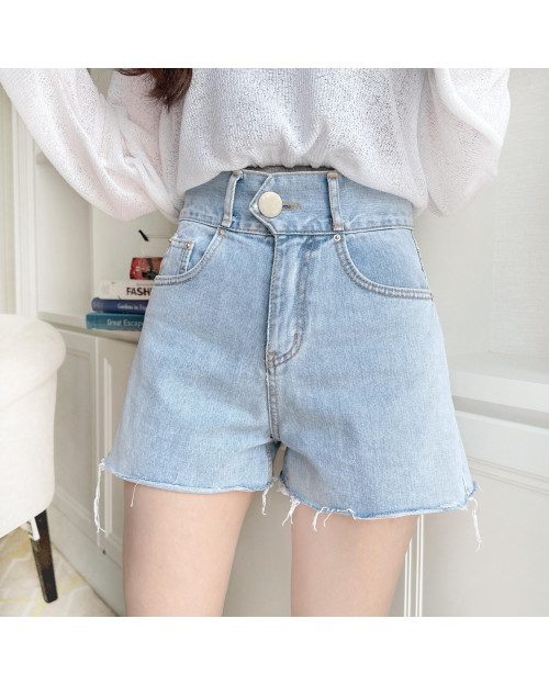 Button Denim Shorts