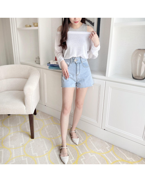 Button Denim Shorts