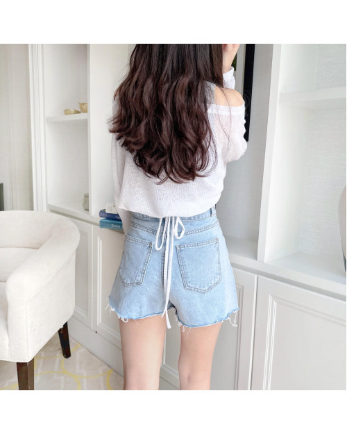 Button Denim Shorts