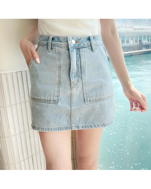 Pocket Denim Skirt Pants