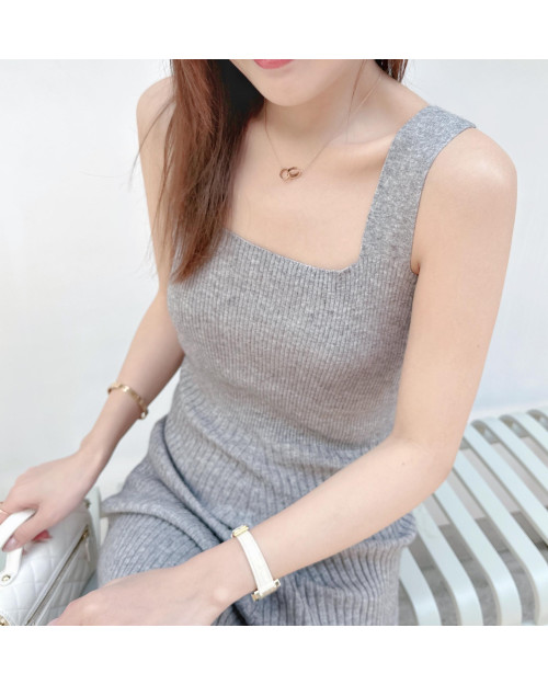 Square-neck Slim-fit Knit Dress