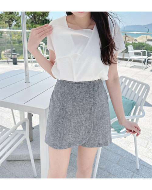 Summer Tweed Layered Skirt Pants