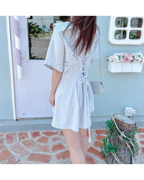 Corset Striped Shirt Dress