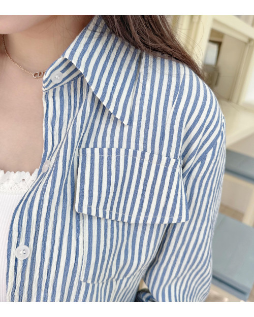 [Re-stock] Vintage Blue Striped Shirt