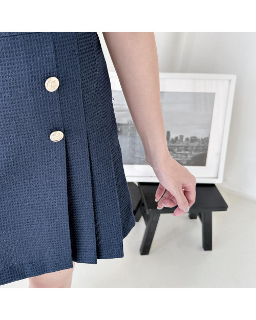 Summer Tweed Pleated Skirt Pants