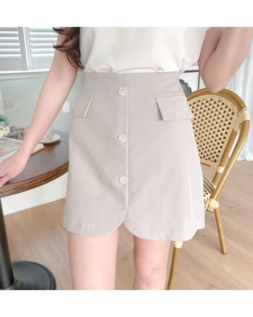 Marble Button Skirt Pants