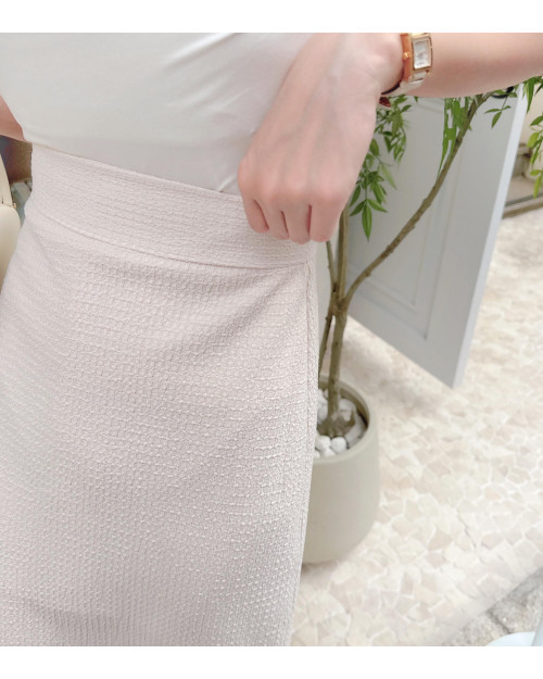 Creamy Patterned Midi Skirt