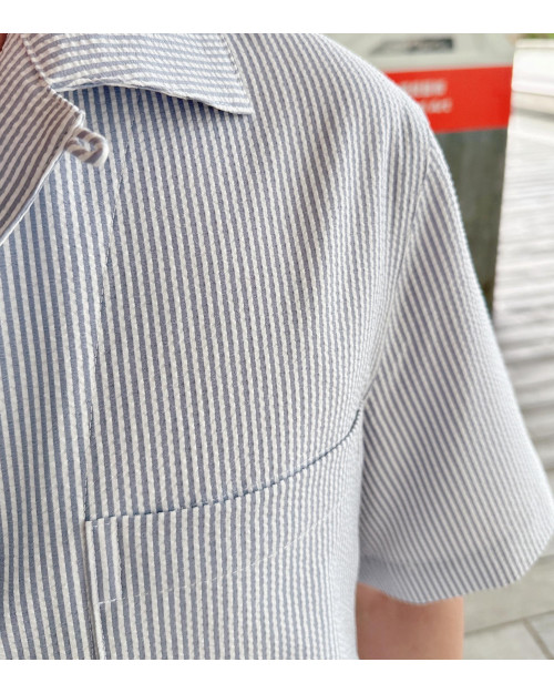 [JEVIA MEN] - Seersucker Striped Shirt