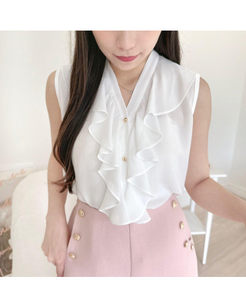 Pastel Ruffled Chiffon Vest