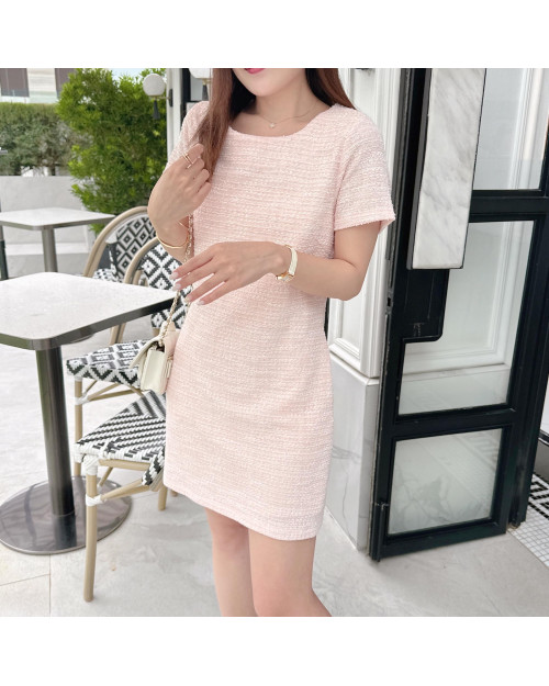 JEVIA Summer Tweed Dress - Short Sleeve