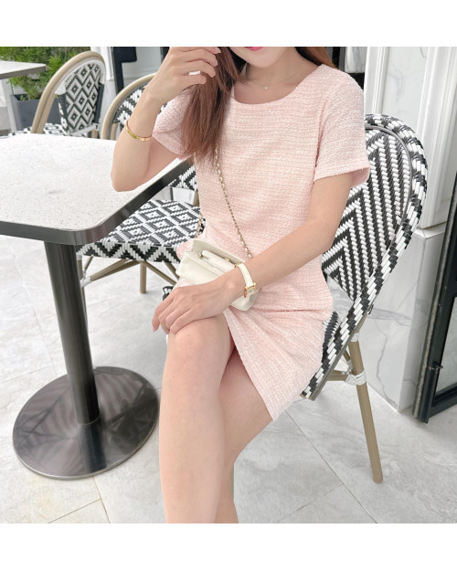 JEVIA Summer Tweed Dress - Short Sleeve