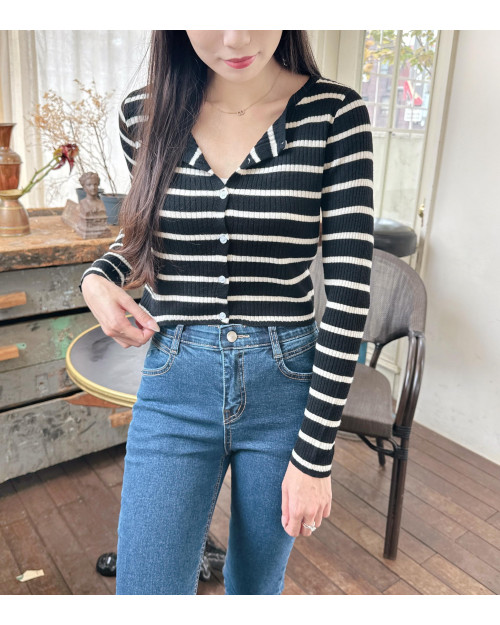 Sheer Striped Knit Top