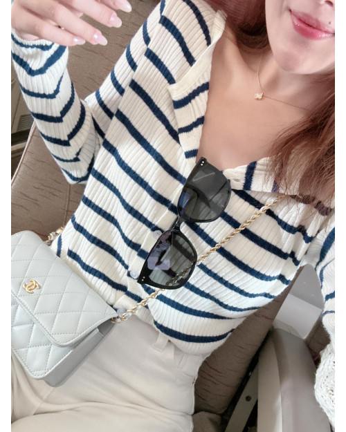 Sheer Striped Knit Top