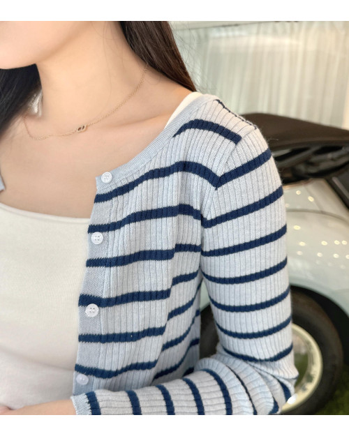 Sheer Striped Knit Top