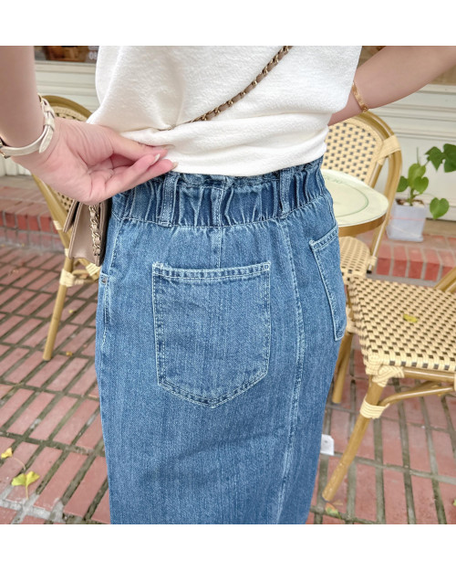 Liner Denim Midi Skirt