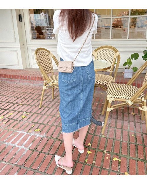 Liner Denim Midi Skirt