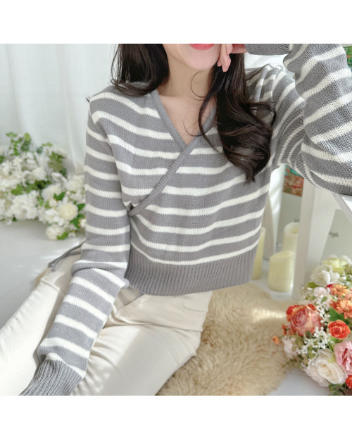 Wrap Striped Knit Top