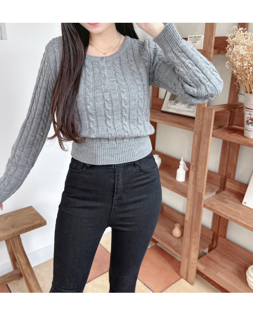 Cable Button Sweater