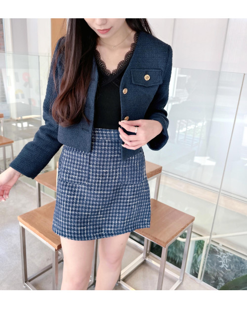 [Special Offer] Waffle Cropped Tweed Jacket