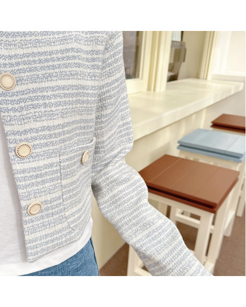 Elegant Baby Blue Tweed Jacket