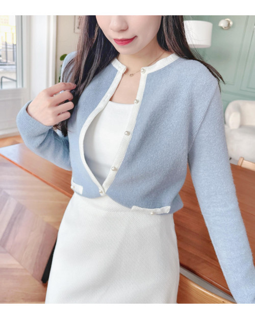 Two-tone Wool Cardigan 