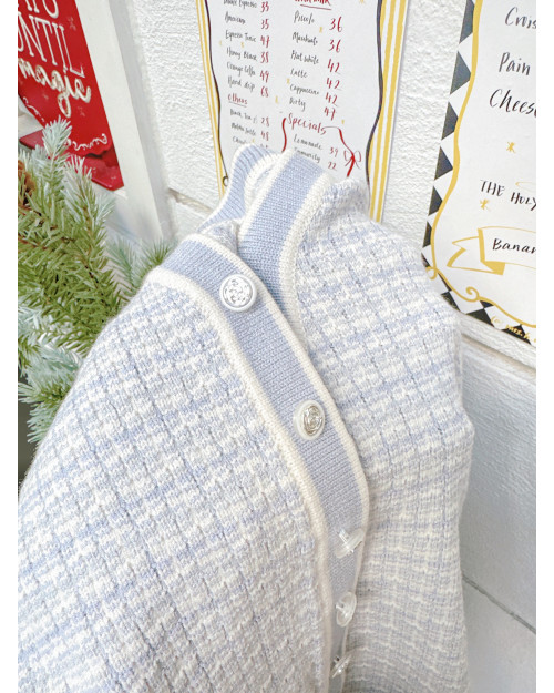 JEVIA Baby Blue Tweed Cardigan