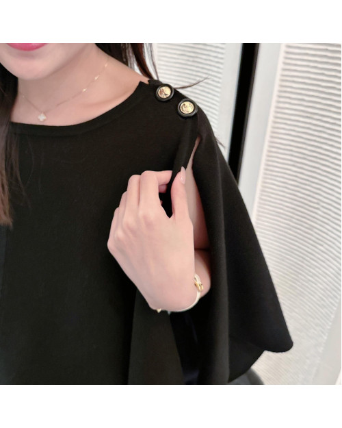 JEVIA Softly Gold Button Cloak Top