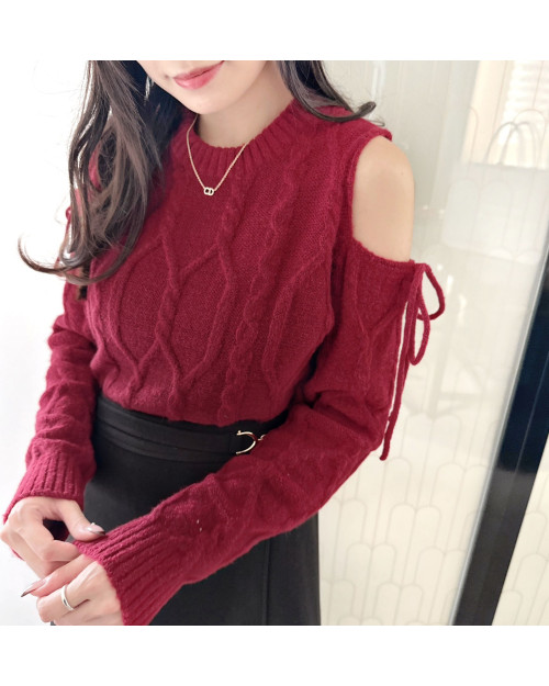 Poinsettia Off-shoulder Knit Top