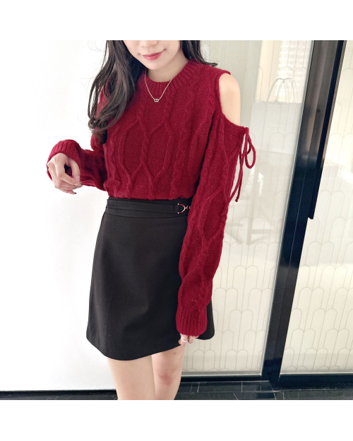 Poinsettia Off-shoulder Knit Top